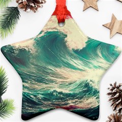 Storm Tsunami Waves Ocean Sea Nautical Nature 2 Ornament (star) by Jancukart