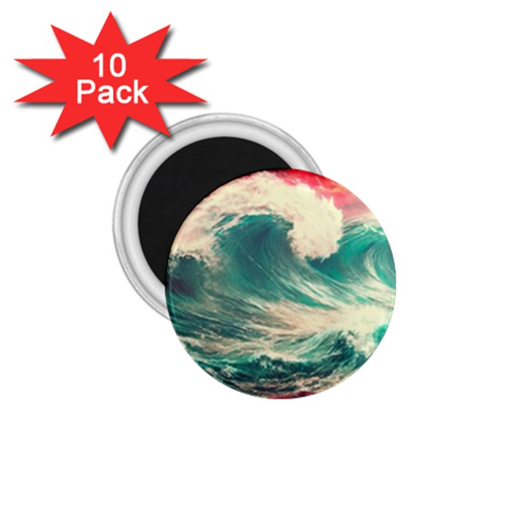 Storm Tsunami Waves Ocean Sea Nautical Nature 2 1.75  Magnets (10 pack) 