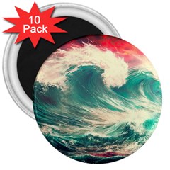 Storm Tsunami Waves Ocean Sea Nautical Nature 2 3  Magnets (10 Pack)  by Jancukart