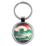 Storm Tsunami Waves Ocean Sea Nautical Nature 2 Key Chain (Round) Front