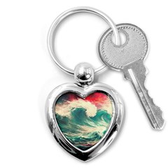 Storm Tsunami Waves Ocean Sea Nautical Nature 2 Key Chain (heart)