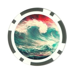 Storm Tsunami Waves Ocean Sea Nautical Nature 2 Poker Chip Card Guard (10 Pack) by Jancukart