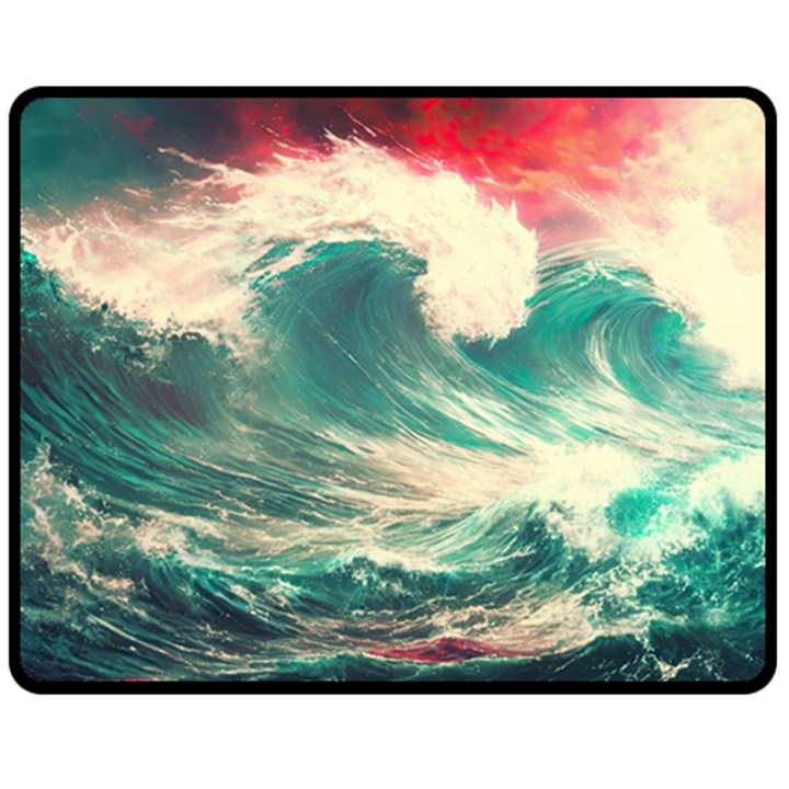 Storm Tsunami Waves Ocean Sea Nautical Nature 2 Fleece Blanket (Medium)