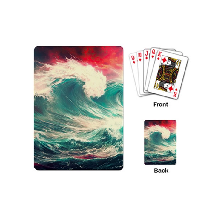 Storm Tsunami Waves Ocean Sea Nautical Nature 2 Playing Cards Single Design (Mini)