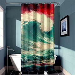 Storm Tsunami Waves Ocean Sea Nautical Nature 2 Shower Curtain 36  X 72  (stall)  by Jancukart