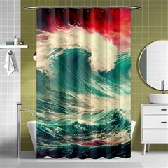 Storm Tsunami Waves Ocean Sea Nautical Nature 2 Shower Curtain 48  X 72  (small)  by Jancukart