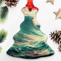 Storm Tsunami Waves Ocean Sea Nautical Nature 2 Ornament (christmas Tree) 