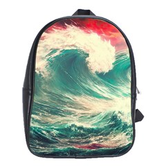 Storm Tsunami Waves Ocean Sea Nautical Nature 2 School Bag (xl) by Jancukart