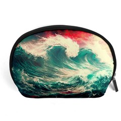 Storm Tsunami Waves Ocean Sea Nautical Nature 2 Accessory Pouch (large) by Jancukart