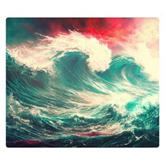 Storm Tsunami Waves Ocean Sea Nautical Nature 2 Two Sides Premium Plush Fleece Blanket (small)