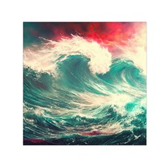 Storm Tsunami Waves Ocean Sea Nautical Nature 2 Square Satin Scarf (30  X 30 )