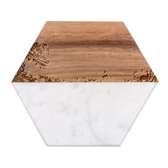 Storm Tsunami Waves Ocean Sea Nautical Nature 2 Marble Wood Coaster (hexagon) 