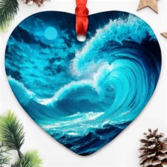 Waves Ocean Sea Tsunami Nautical 3 Ornament (heart)