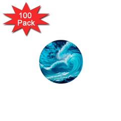 Waves Ocean Sea Tsunami Nautical 3 1  Mini Buttons (100 Pack)  by Jancukart