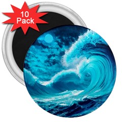 Waves Ocean Sea Tsunami Nautical 3 3  Magnets (10 Pack)  by Jancukart