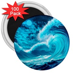 Waves Ocean Sea Tsunami Nautical 3 3  Magnets (100 Pack) by Jancukart