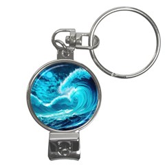 Waves Ocean Sea Tsunami Nautical 3 Nail Clippers Key Chain by Jancukart