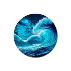 Waves Ocean Sea Tsunami Nautical 3 Rubber Coaster (round) by Jancukart