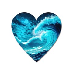 Waves Ocean Sea Tsunami Nautical 3 Heart Magnet