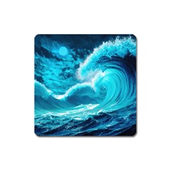 Waves Ocean Sea Tsunami Nautical 3 Square Magnet