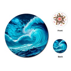 Waves Ocean Sea Tsunami Nautical 3 Playing Cards Single Design (round)