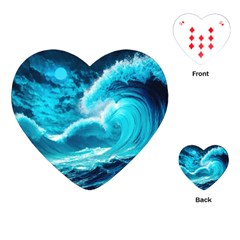 Waves Ocean Sea Tsunami Nautical 3 Playing Cards Single Design (heart) by Jancukart