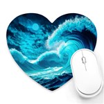 Waves Ocean Sea Tsunami Nautical 3 Heart Mousepad Front