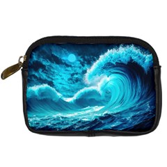 Waves Ocean Sea Tsunami Nautical 3 Digital Camera Leather Case by Jancukart