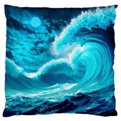 Waves Ocean Sea Tsunami Nautical 3 Large Cushion Case (one Side)