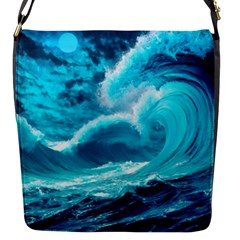 Waves Ocean Sea Tsunami Nautical 3 Flap Closure Messenger Bag (s) by Jancukart