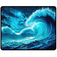 Waves Ocean Sea Tsunami Nautical 3 Two Sides Fleece Blanket (medium)