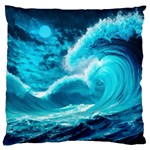 Waves Ocean Sea Tsunami Nautical 3 Large Premium Plush Fleece Cushion Case (Two Sides) Front