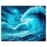 Waves Ocean Sea Tsunami Nautical 3 Two Sides Premium Plush Fleece Blanket (Medium) 60 x50  Blanket Front