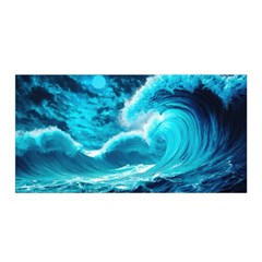 Waves Ocean Sea Tsunami Nautical 3 Satin Wrap 35  X 70  by Jancukart