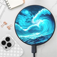 Waves Ocean Sea Tsunami Nautical 3 Wireless Fast Charger(black) by Jancukart