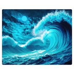 Waves Ocean Sea Tsunami Nautical 3 Premium Plush Fleece Blanket (medium)