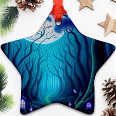 Forrest Jungle Blue Artwork Ornament (star)