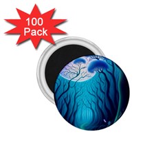 Forrest Jungle Blue Artwork 1 75  Magnets (100 Pack) 