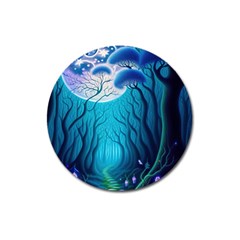 Forrest Jungle Blue Artwork Magnet 3  (round)