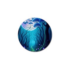 Forrest Jungle Blue Artwork Golf Ball Marker