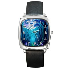 Forrest Jungle Blue Artwork Square Metal Watch