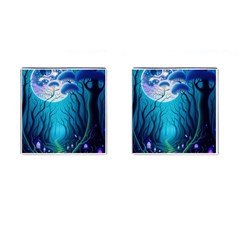 Forrest Jungle Blue Artwork Cufflinks (square)