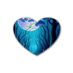 Forrest Jungle Blue Artwork Rubber Coaster (Heart) Front