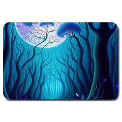 Forrest Jungle Blue Artwork Large Doormat by Jancukart