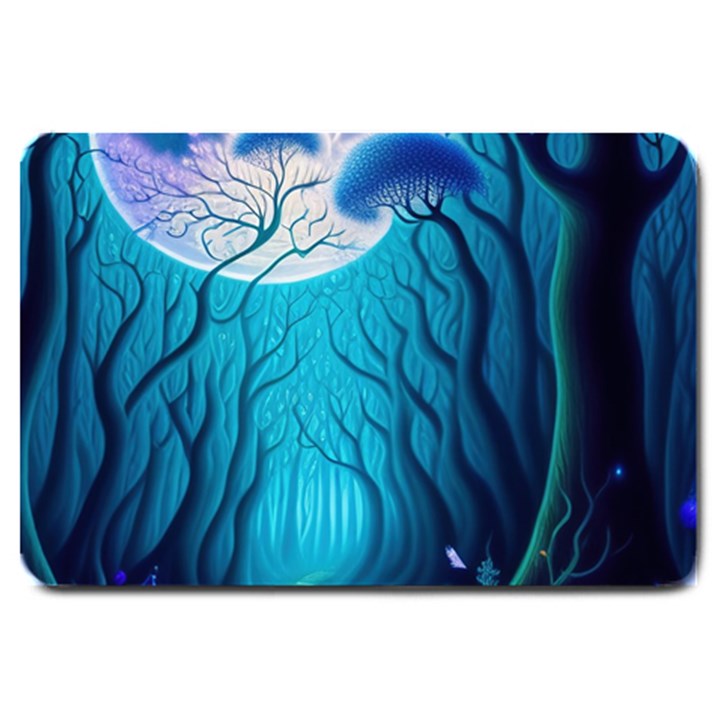 Forrest Jungle Blue Artwork Large Doormat