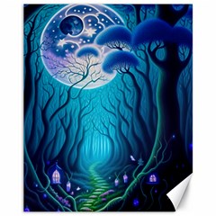 Forrest Jungle Blue Artwork Canvas 11  X 14 