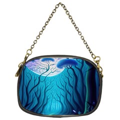 Forrest Jungle Blue Artwork Chain Purse (one Side)