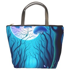 Forrest Jungle Blue Artwork Bucket Bag