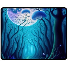 Forrest Jungle Blue Artwork Fleece Blanket (medium)