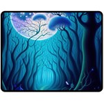 Forrest Jungle Blue Artwork Fleece Blanket (Medium) 60 x50  Blanket Front